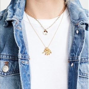 Madewell Delicate Daisy Petal Drop Chain Brass Gold Necklace